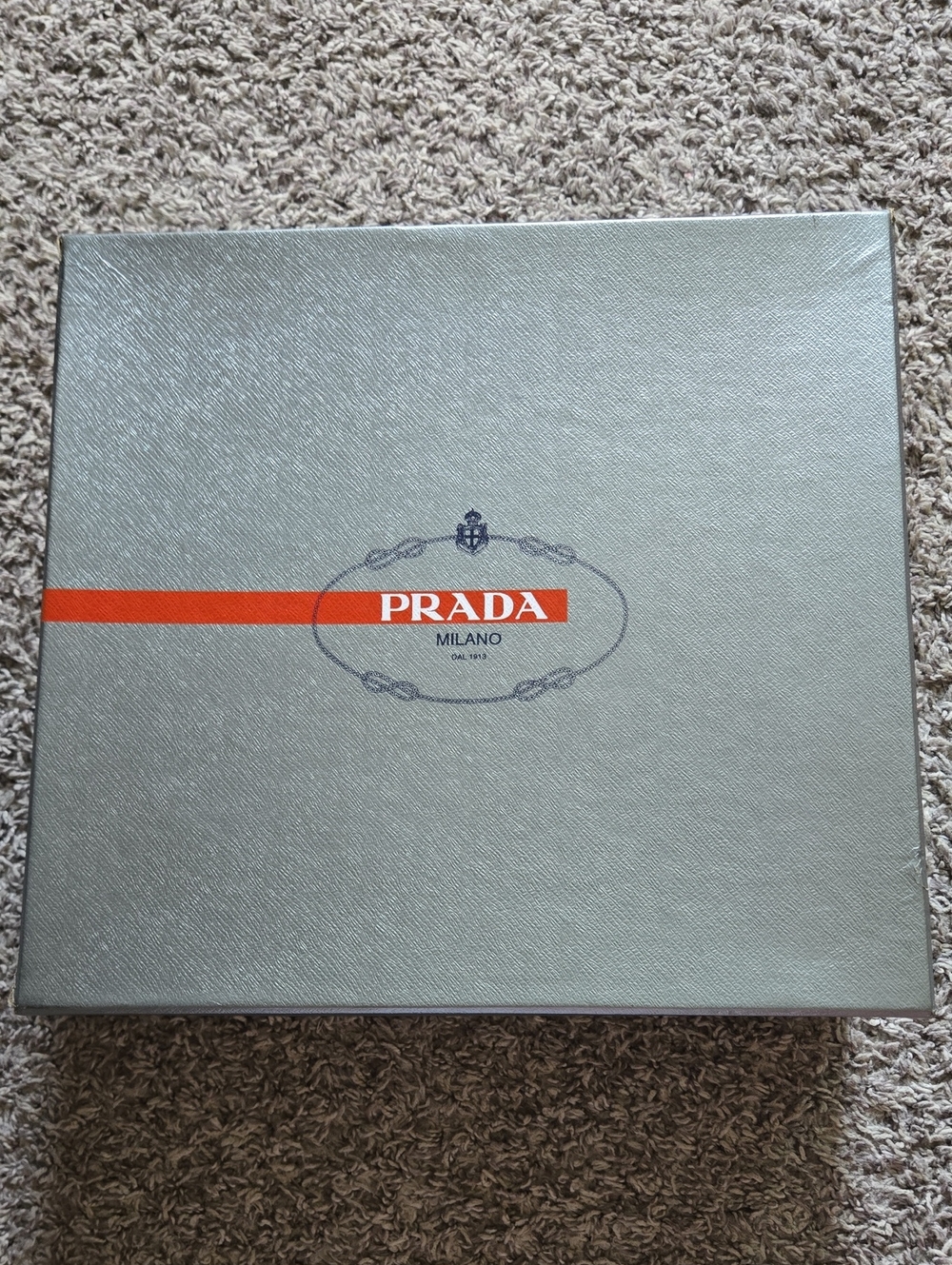 PRADA Vintage Empty Shoe Box Grey Red Logo Saks Fifth Avenue Read Description